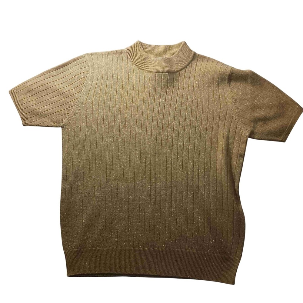 Sag Harbor Petite Ribbed Mock‎ Neck Sweater Style 2675 M NWT Metallic Y2K Glam